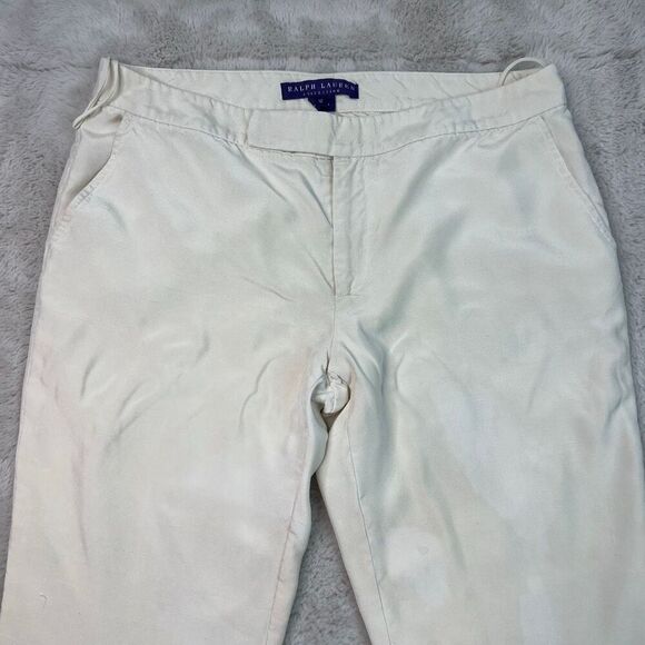 Ralph Lauren PURPLE LABEL Cream Pants 100% Silk Womens Size 12 Made in USA - Picture 2 of 15
